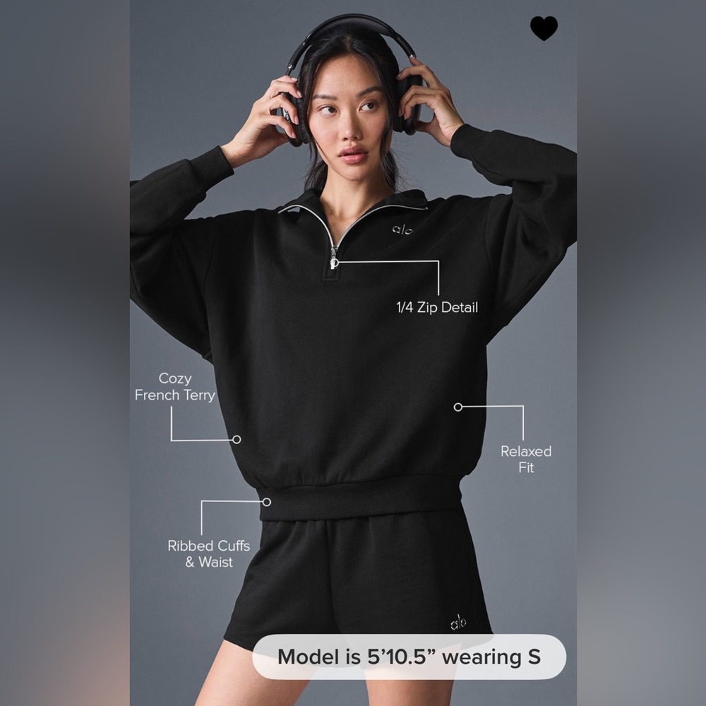 ALO Yoga NWT Accolade 1/4 Zip Pullover Black Size M - Picture 3 of 10